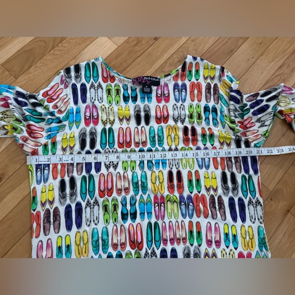 Peck & Peck Shoe Novelty Print 3/4 Sleeve Blouse All Over Print XL Viscose Blend - Picture 6 of 9
